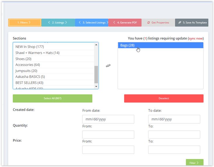 selected section s are moved automatically in the panel at the selected design template can be applied