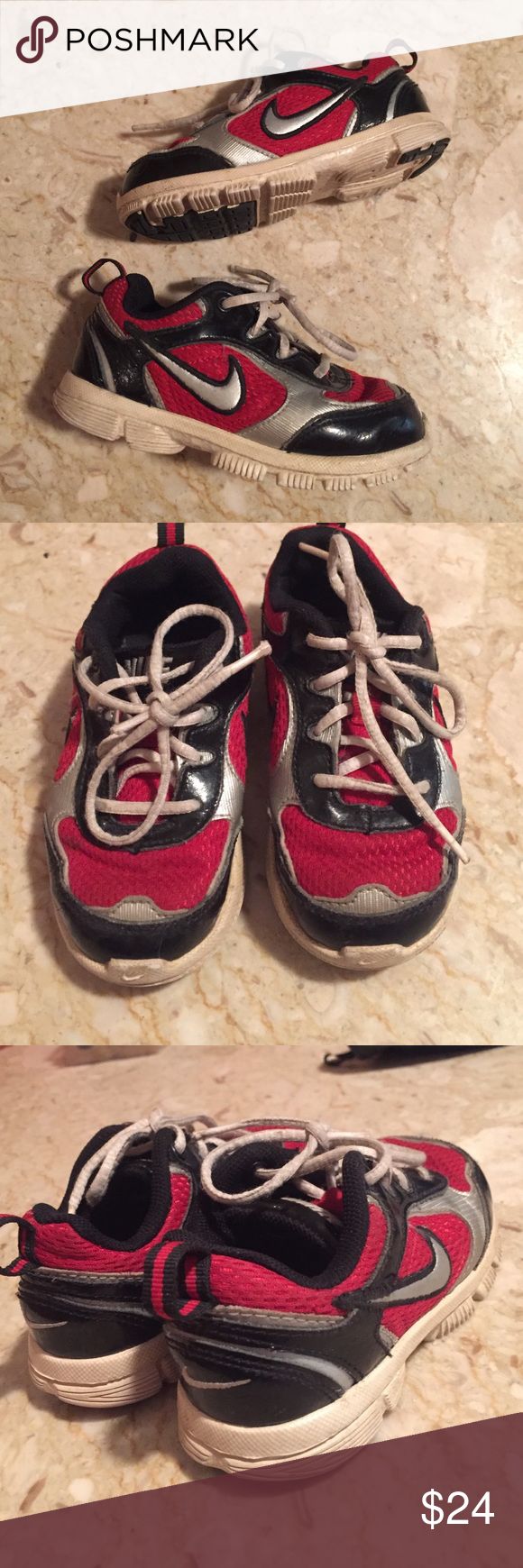 🐞Boys Nike Black Patent Leather & Red Shoes. 8C | Black nikes, Red