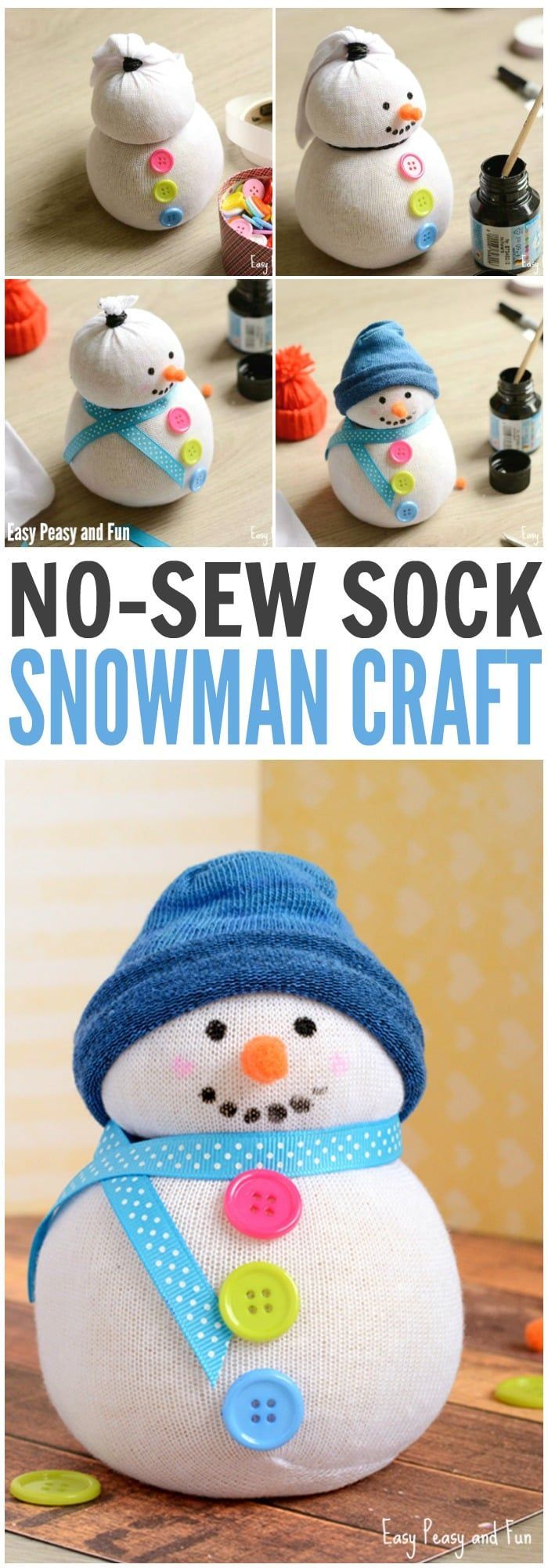 DIY No Sew Sock Snowman Craft For Kids And Grownups Such A Fun DIY No Sew Sock Snowman Craft For Kids And Grownups Such A Fun
