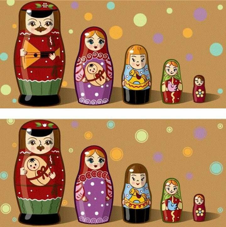 Картинка матрешек найди отличия