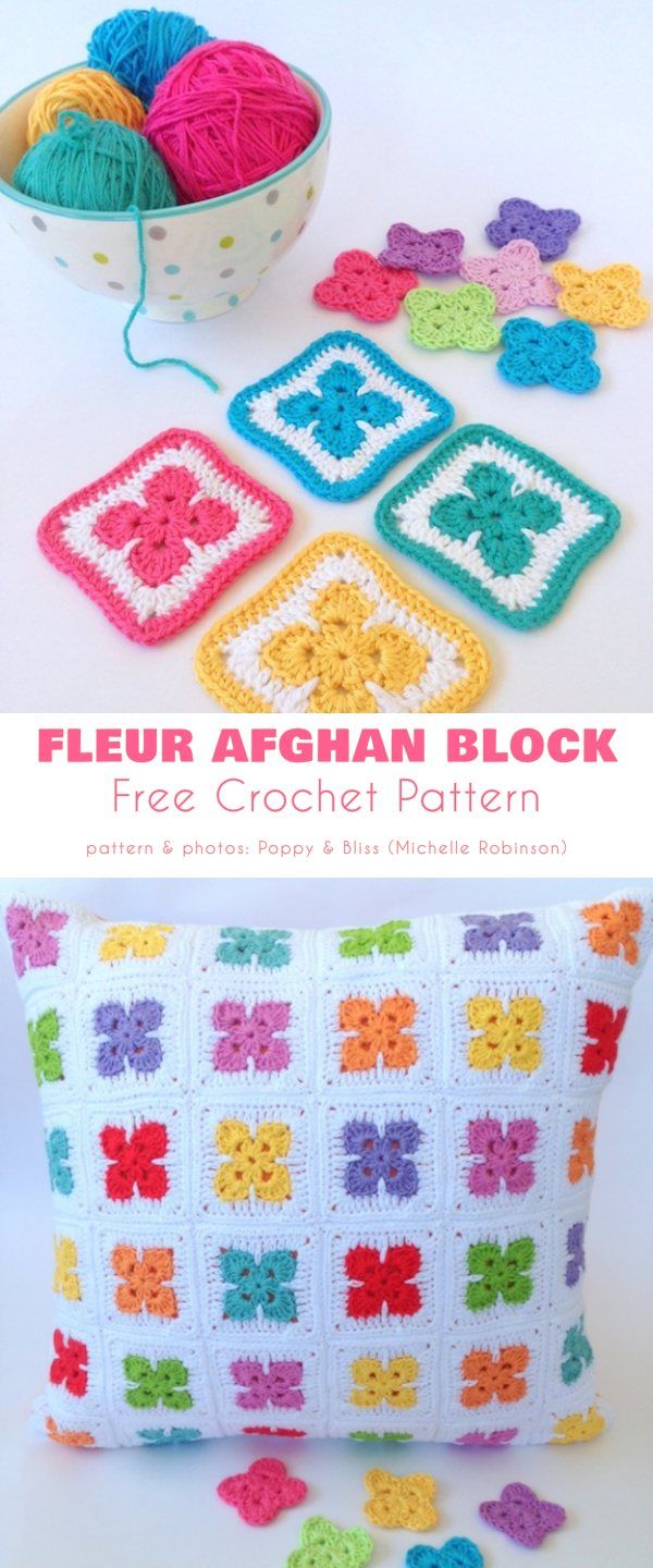 Fleur Afghan Block Free Crochet Pattern #freecrochetpatterns #crochetsquares Fleur Afghan Block Free Crochet Pattern #freecrochetpatterns #crochetsquares