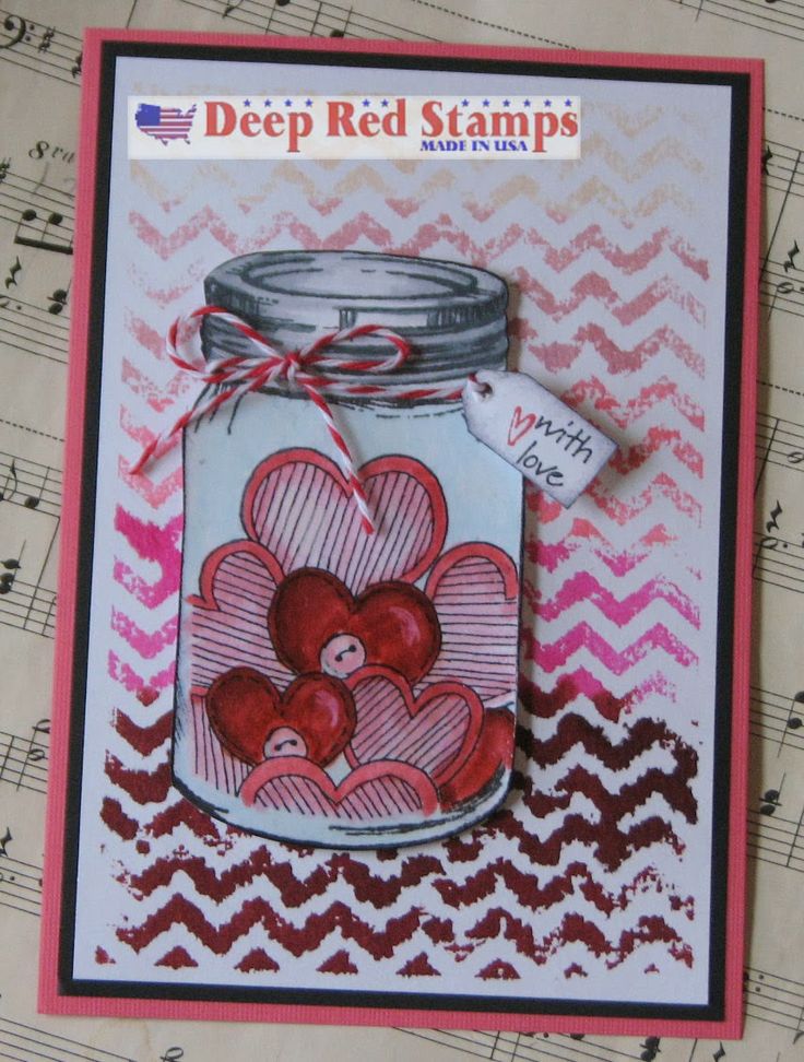Rubber Stamp Card Making Ideas Part - 28: DeepRedStamps - Filled With Love Mason Jar By Ink Stained Roni