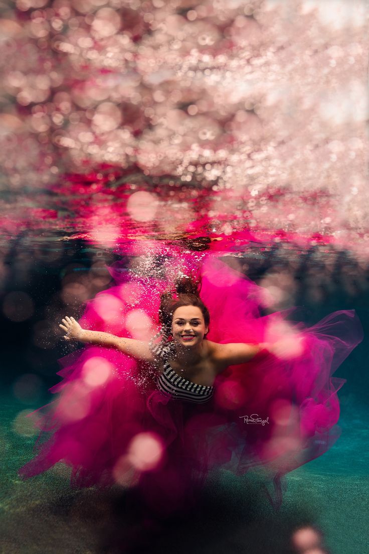 Underwater Senior in Pink Tulle by RENEE STENGEL Photography | Charlotte Underwa...