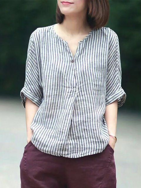 Buy Linen Tops For Women from VIVID LINEN at Stylewe. Online Shopping V Neck Str…