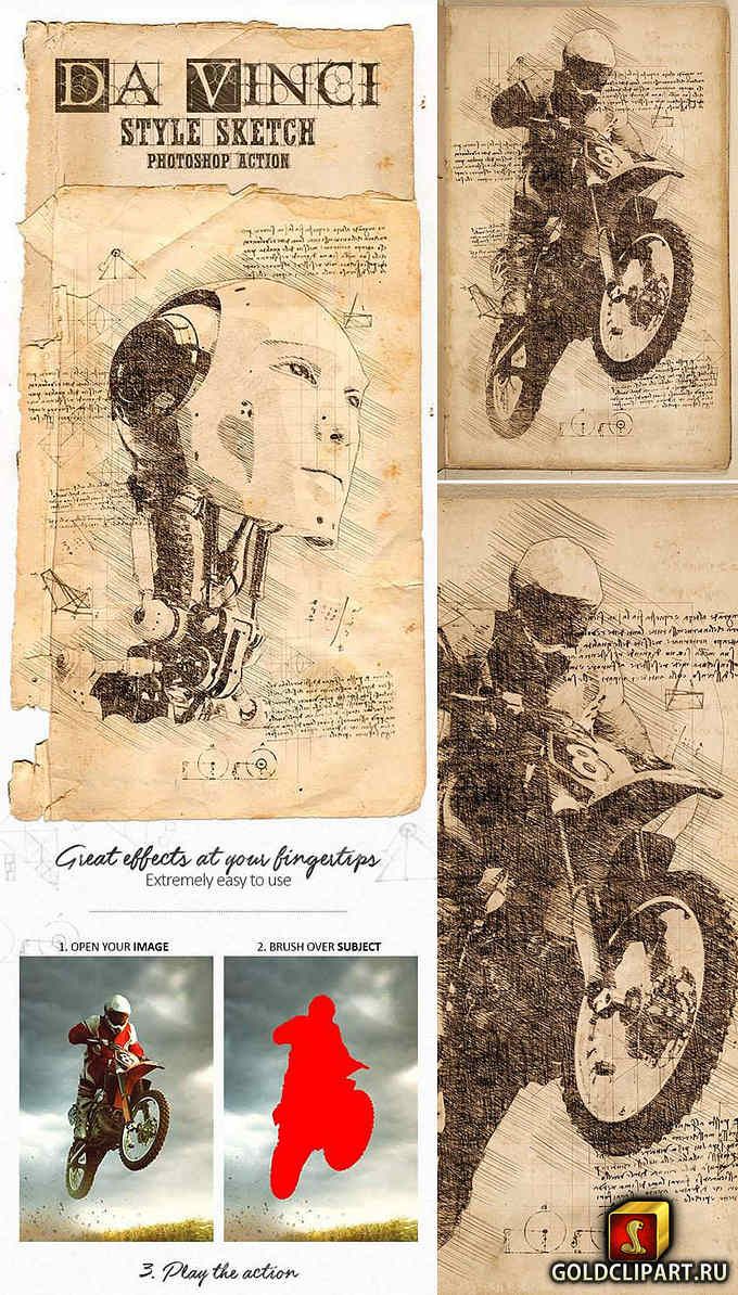 da vinci style sketch photoshop action 18846644 goldclipart ru sketch photoshop photoshop projects photoshop