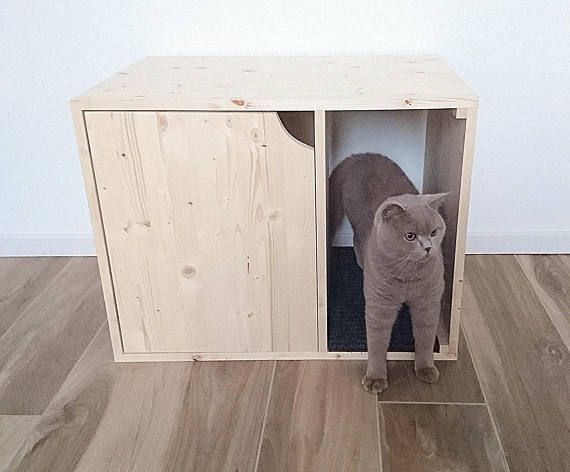 Cat Litter Box Cover Pet Furniture Cat House Modern Litter Box Cabinet Made Of Spruce Wood Cat Litter Box Furniture Pet Furniture Cat Training Litter Box