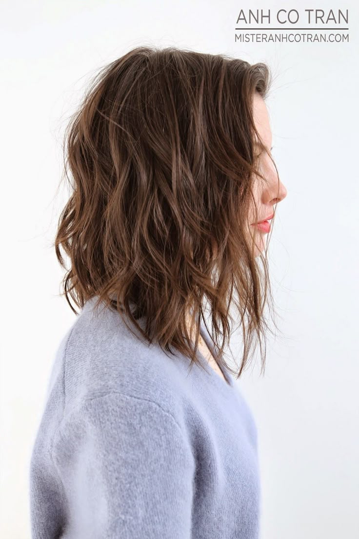 Shoulder Length Curly Angled Bob