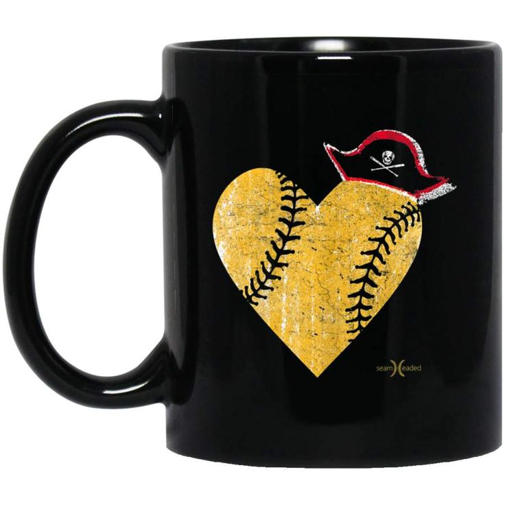 The Vintage Pirate Baseball Heart with Skull Hat Tee Shirt