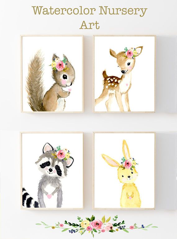 Nursery Woodland Print Set 4 Neutral Art Decor Nursery Woodland Print Set 4 Neutral Art Decor Kids Wall Squirrel Rabbit Painting Room