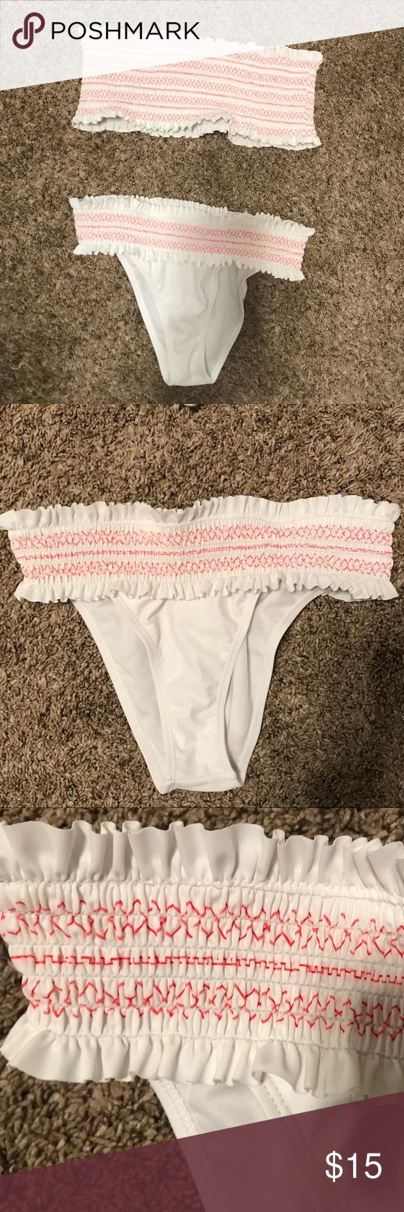 ZAFUL bandeau bikini Brand new never worn zaful bikini set White with red stripe...