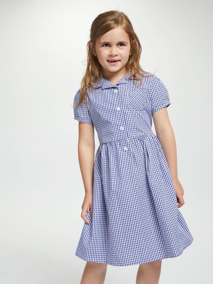 New Girl/'s Pleated Green Gingham Cotton Easy Iron Teflon School Uniform Dress