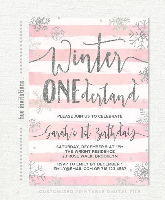 Winter Onederland Invitation Pink Birthday Pink Winter Onederland Birthday