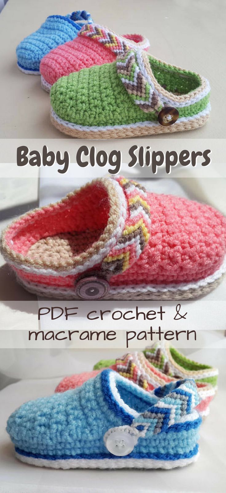 Adorable Baby Clogs Such A Sweet Baby Slipper Pattern Mostly Crocheted But With A Macrame Friendship Bracele Schuhe Hakeln Gehakelte Babyschuhe Baby Hakeln