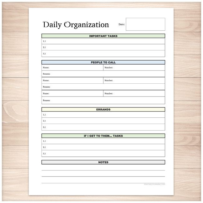 Get your daily life organized with this category task list. A printable full page daily task list for your daily personal activities and responsibilities. This list highlights many of the common tasks