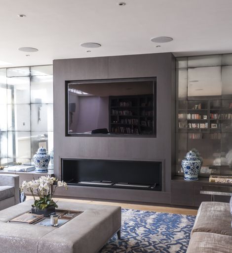 fireplace with mirror either side | Antiqued Mirror ...