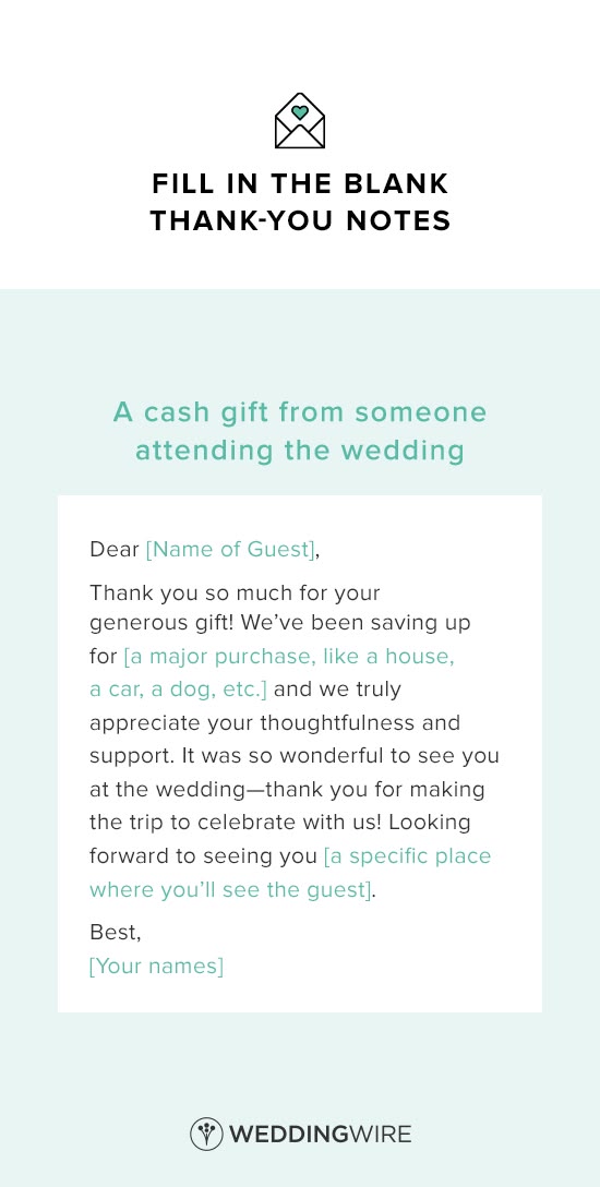 Wedding Thank You Note Template - thank you note template for a cash gift - see more thank you note templates on @weddingwire