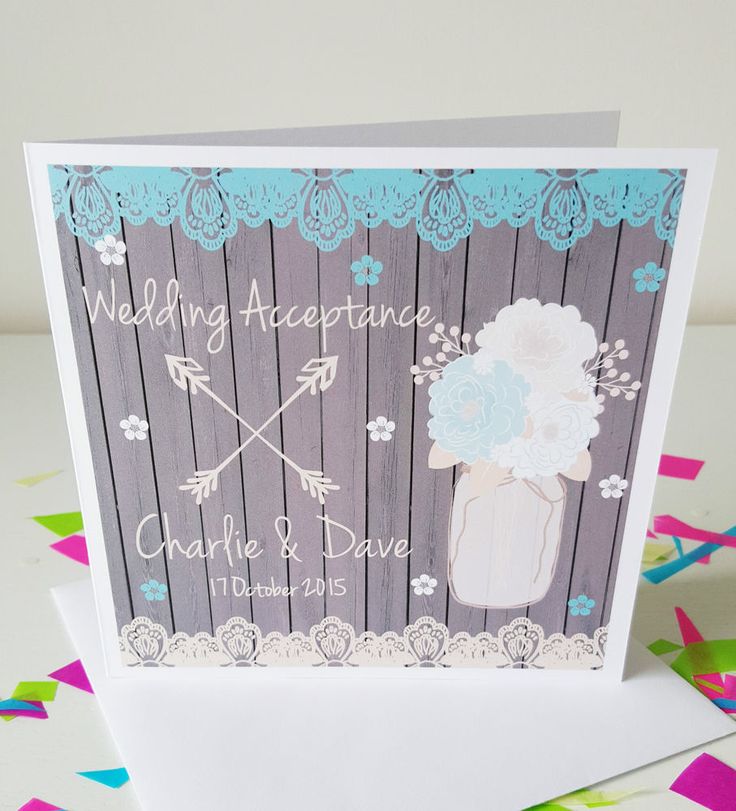 The 25 Best Wedding Acceptance Card Ideas On Pinterest Words Personalised Handmade Wedding Acceptance Card Vintage Shabby Chic Style