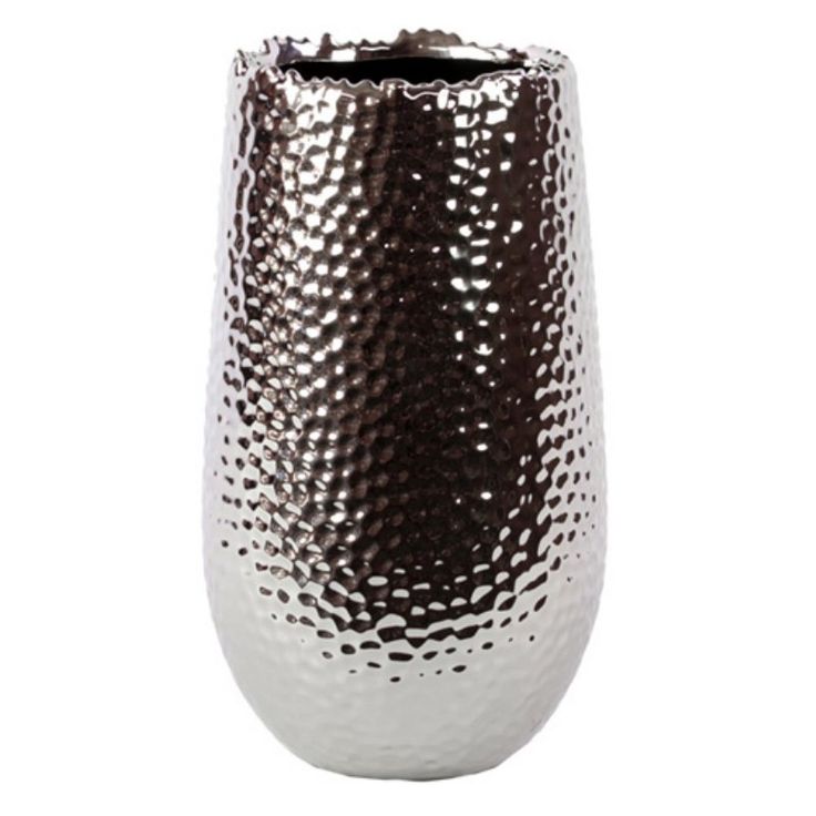 Small Benzara Exquisite Ceramic Vase with Hammered Design Small Benzara Exquisite Ceramic Vase with Hammered Design