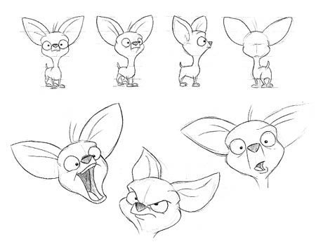 pencil drawing for animated chihuahua character