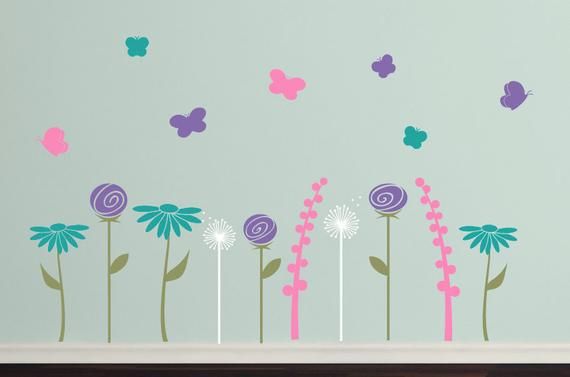 Erfly Flower Garden Wall Decals Girls Bedroom Nursery