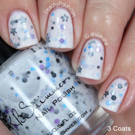 202 Best Kbshimmer Nail Polish Images On Pinterest Let S Get Star Ted White Glitter Nail Polish With Black Stars 0 5 Oz Full