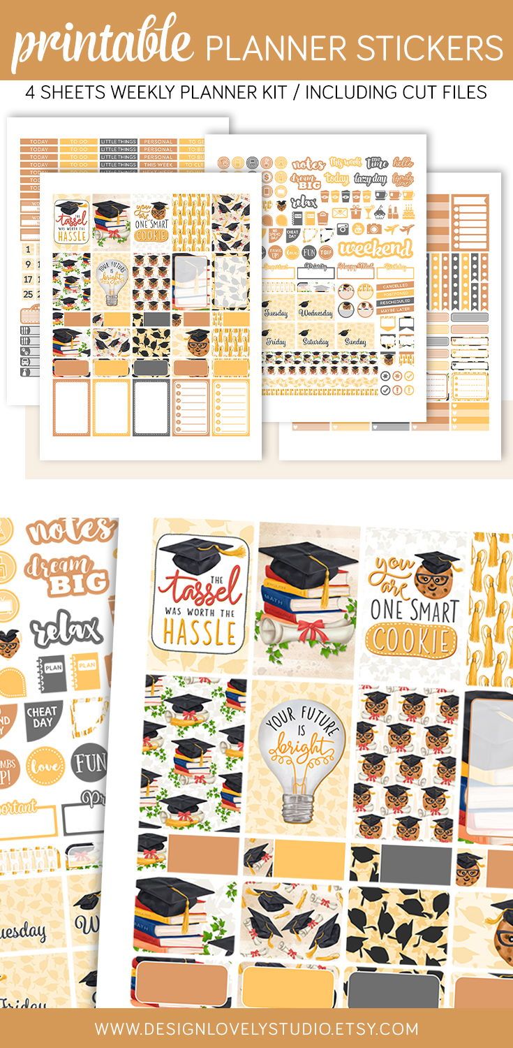 printable graduation planner stickers kit graduationstickers graduation planner