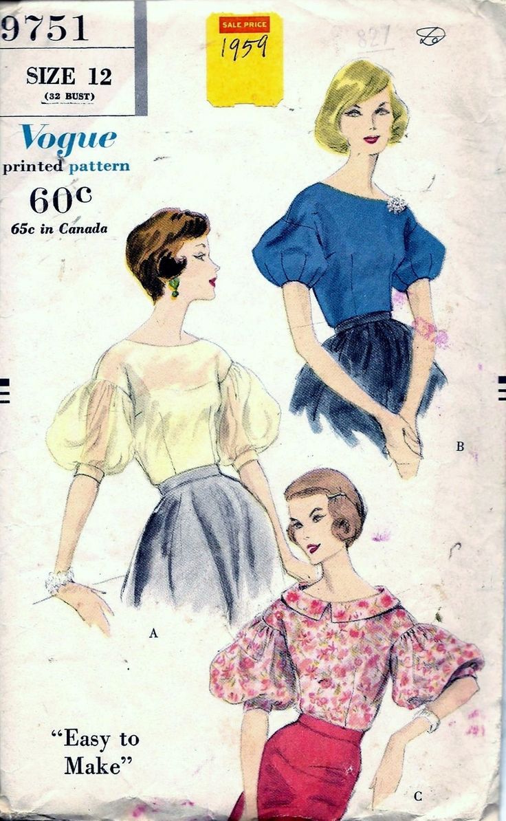 Cut and Complete Vintage Sewing Pattern Vogue 5694 Women\u2019s Overblouse Blouse Size 16 Bust 36\u201d