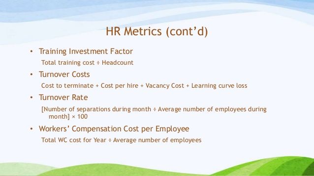 HR Metrics (contu0027d) u2022 Training Investment Factor Total training - hr metrics HR Metrics (contu0027d) u2022 Training Investment Factor Total training - hr metrics