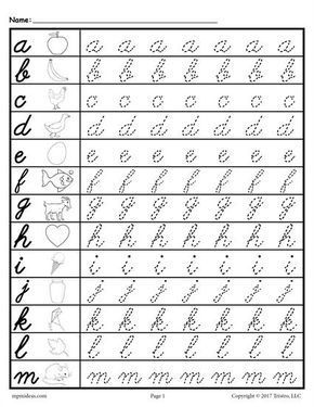 free printable lowercase cursive letter tracing worksheets these cursive alphabet tracing worksheets include the full alphabet a z