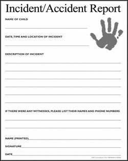 nursery incident accident form 3 daycare business pinterest church incident report
