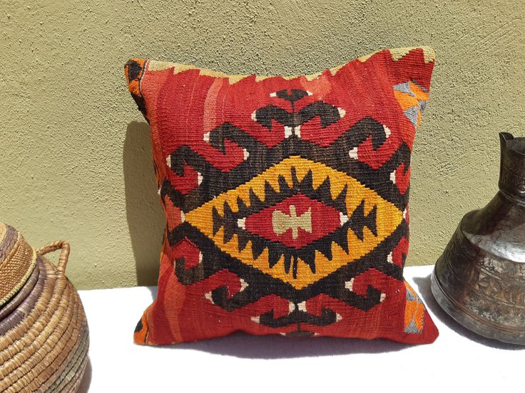 bohemian pillow Turkish pillow 16 x 16 Inches pillow Kilim pillow vintage pillow throw pillow 40x40 pillow