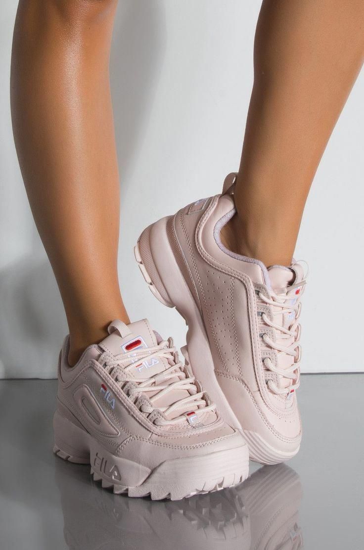 Original Womens Fila Disruptor Premium II Blush Pink Nude Trainers Shoes Chunky