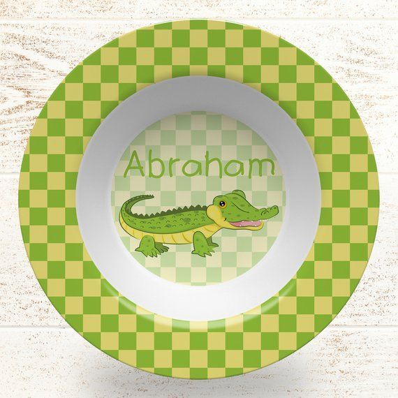 personalized child s durable plastic bowl free shipping alligator
