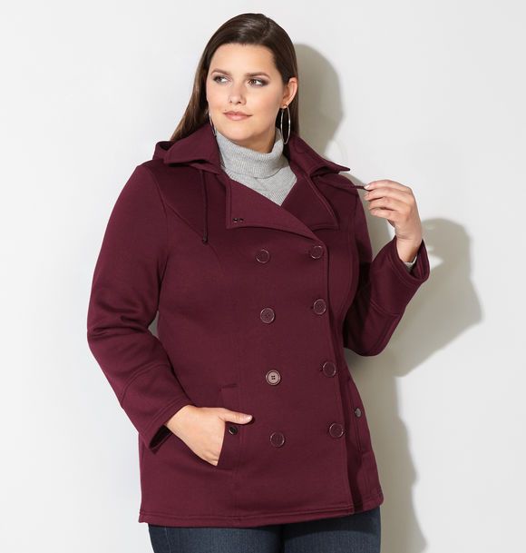 Hooded Pea Coat Womens Jacketin Hooded Puffer Bib Fleece Peacoat