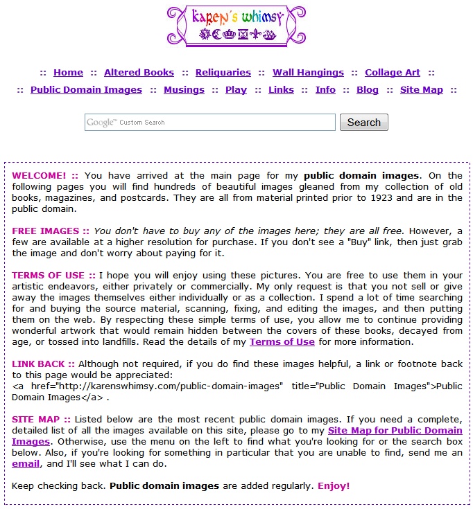 Karens Whimsy Free Public Domain Images Karens Whimsy Free Public Domain Images