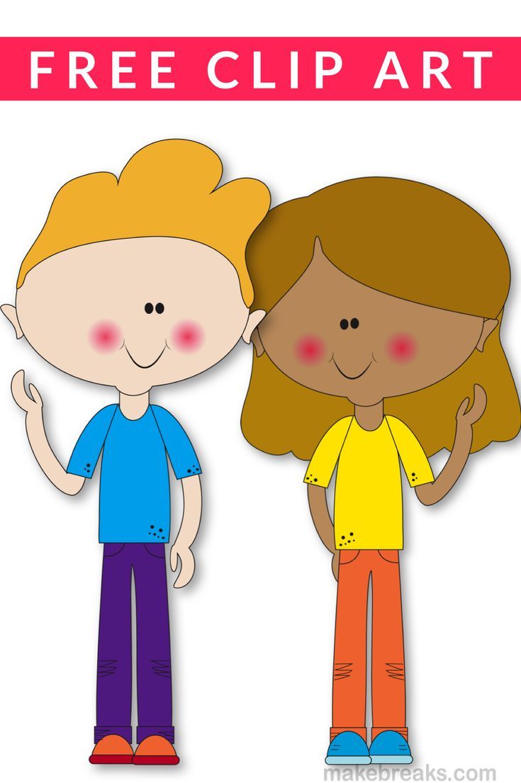 a boy and girl standing next to each other with the text free clipart on it