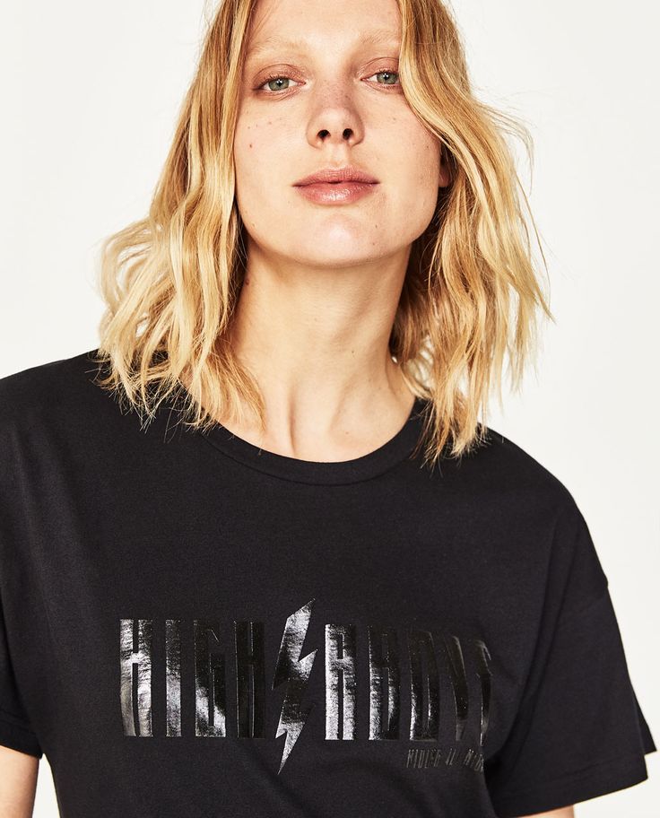 Image 5 of TEXT-PRINT T-SHIRT from Zara | Shirts women fashion, Women ...