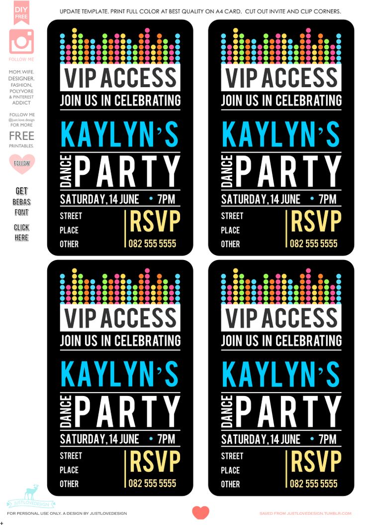 DIY FREE VIP PARTY INVITE TEMPLATE Hi all, thank you all for your messages and requests for this template. I have created the template in MS Word. You will need to download the Bebas font (link...