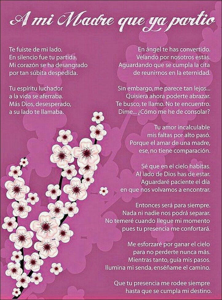 Pin By Susy Milk On Silencio Mom In Heaven Spanish Mothers Day Poems Mom Poems
