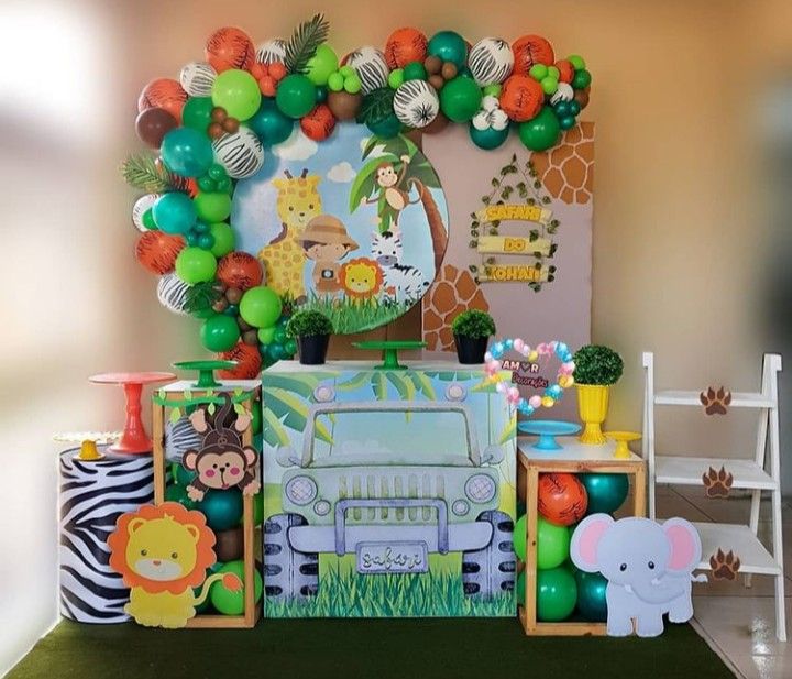 Animal Fiesta GuirnaldaCumpleaños Safari Para Niños Dormitorio Decoraciones 2m