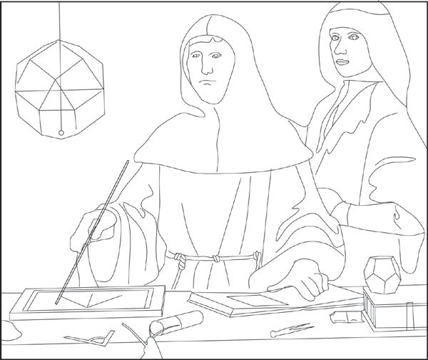 Portrait of Fra Luca Pacioli (1495) by Jacopo de' Barbari, drawn by