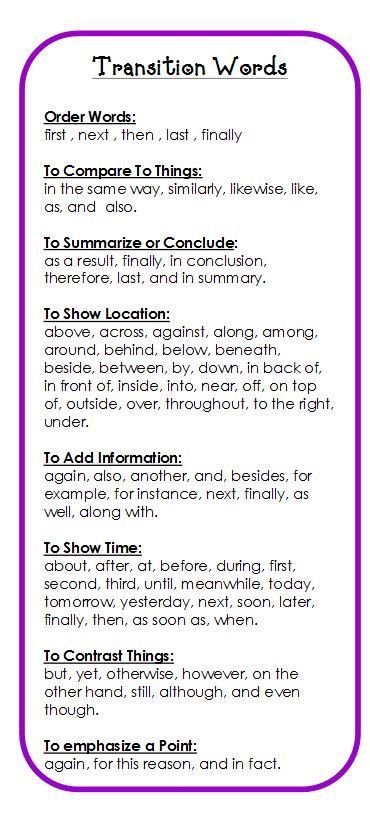 expository essay transition words