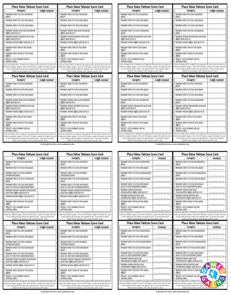 score cards templates