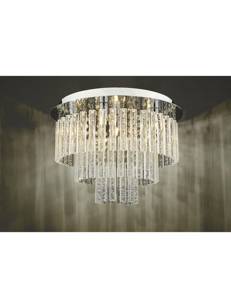 Där Paulita Glass Semi Flush Ceiling Light Clear Polished Chrome Lights Rose Paulita Glass Semi Flush Ceiling Light, Chandelier Style Tiered Semi Flush Mount