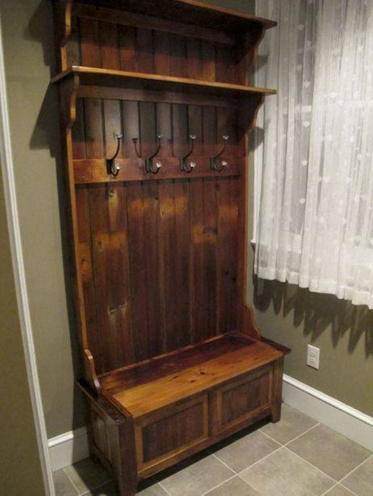 Single hall tree storage bench