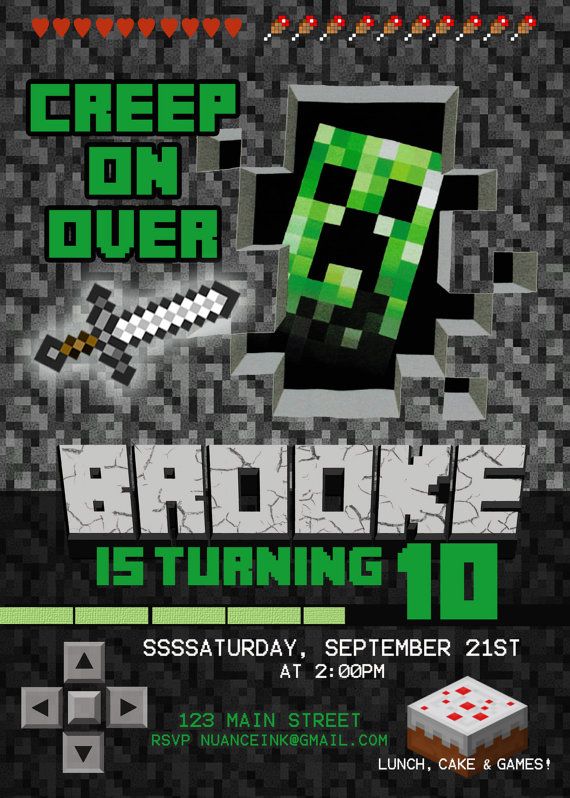 18 best Nathanu0027s 7th Birthday Party images on Pinterest - mine craft invitation template 18 best Nathanu0027s 7th Birthday Party images on Pinterest - mine craft invitation template