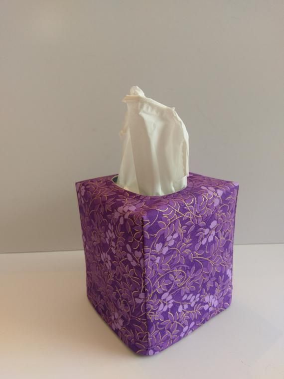 Purple Flowers Kleenex Cover Purple Tissue Box Cover Purple