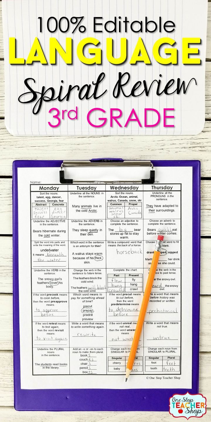 3rd Grade Language Spiral Review Quizzes 3rd Grade Grammar