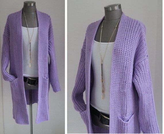 Strickjacke langärmelig Jacke Cardigan Oversize Einheitsgröße 36 38 40 blau