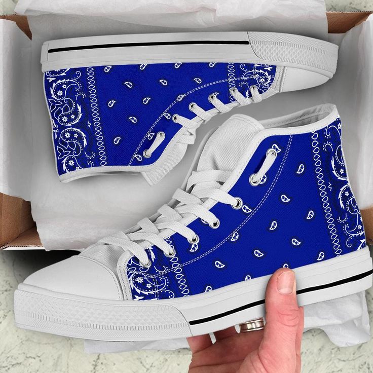Crip Blue Bandana Style Women s High Top Shoes With Black or White